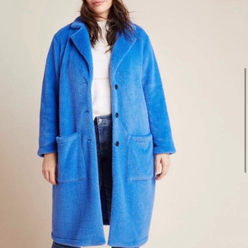 Anthropologie Sanctuary EUC furry blue coat small - Picture 2 of 9